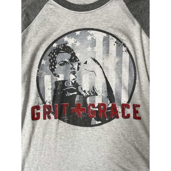 Nine Line Apparel Ladies S Grit & Grace Three-Quarter Sleeve Reglan Baseball Tee - Picture 6 of 6